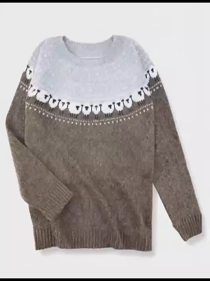 Kimberly Benn | Elegant Winter Sweater in Sheep Jacquard Pattern