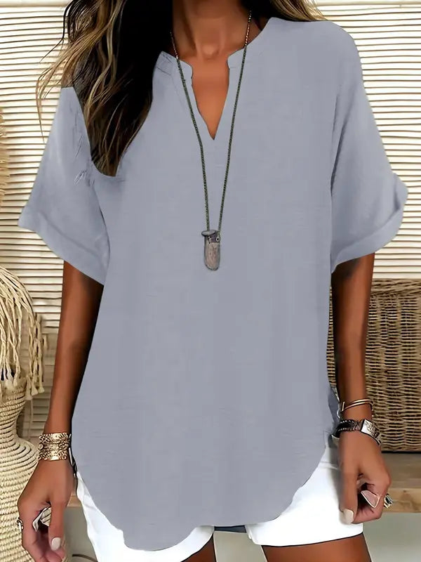 Kimberly Benn | Casual Plain Short Sleeve Blouse