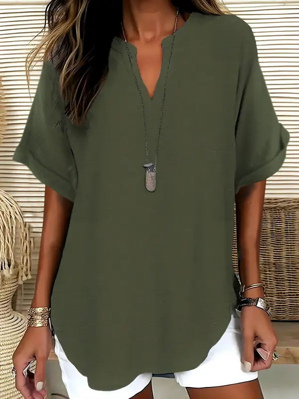 Kimberly Benn | Casual Plain Short Sleeve Blouse