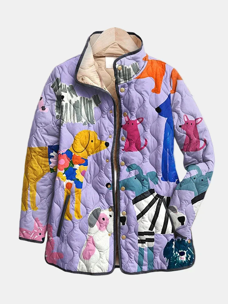 Kimberly Benn | Casual Quilted Jacket With Dog Print