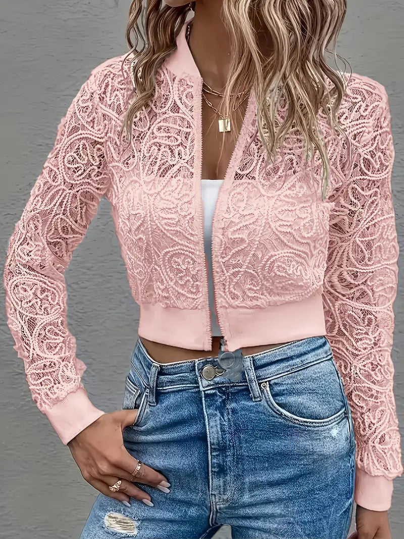 Kimberly Benn | Crop Lace Bomber