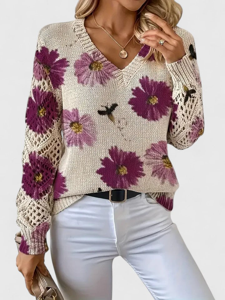 Kimberly Benn | Elegant Floral Knit Sweater