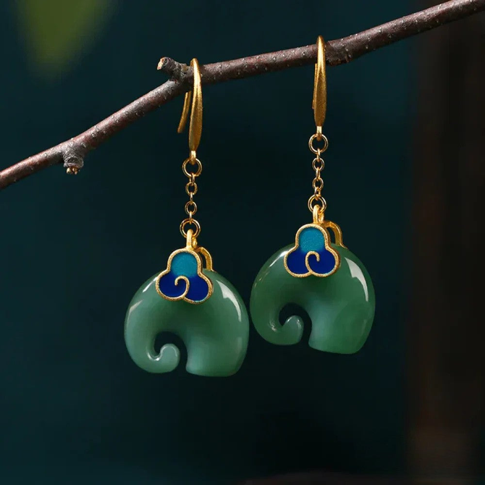 Kimberly Benn | Green Elephant Earrings
