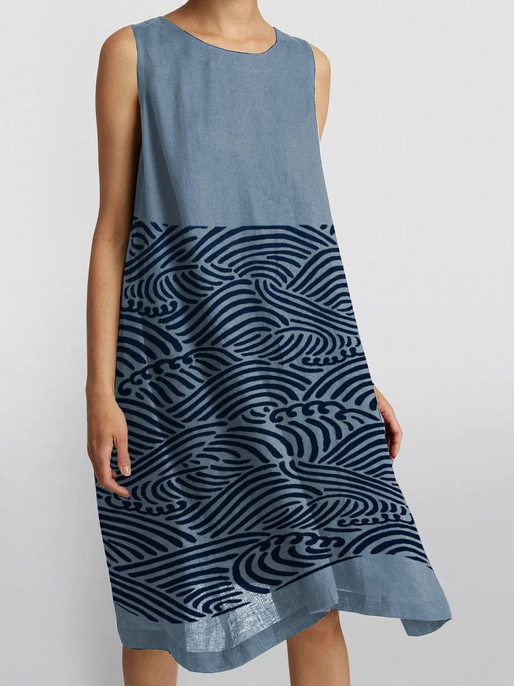 Kimberly Benn | Sleeveless Wave Print Dress