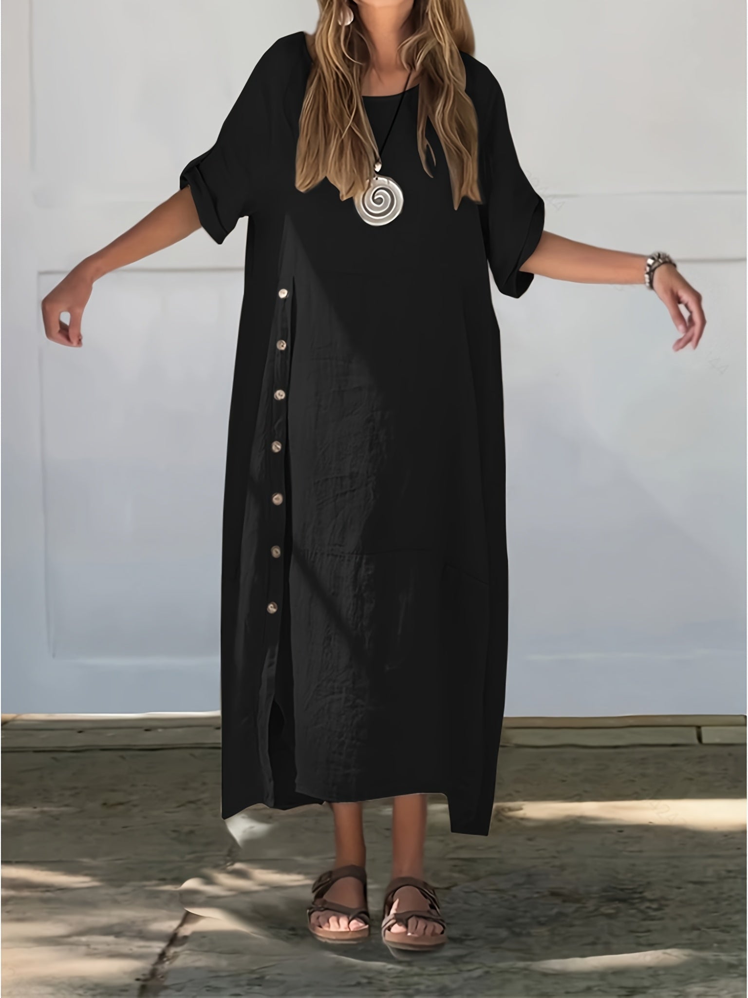 Kimberly Benn | Side-Button Maxi Dress