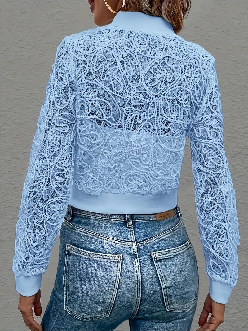 Kimberly Benn | Crop Lace Bomber
