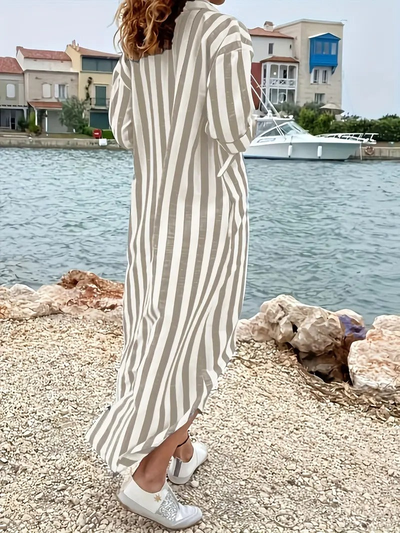 Kimberly Benn | Striped Button-Down Shirt Dress