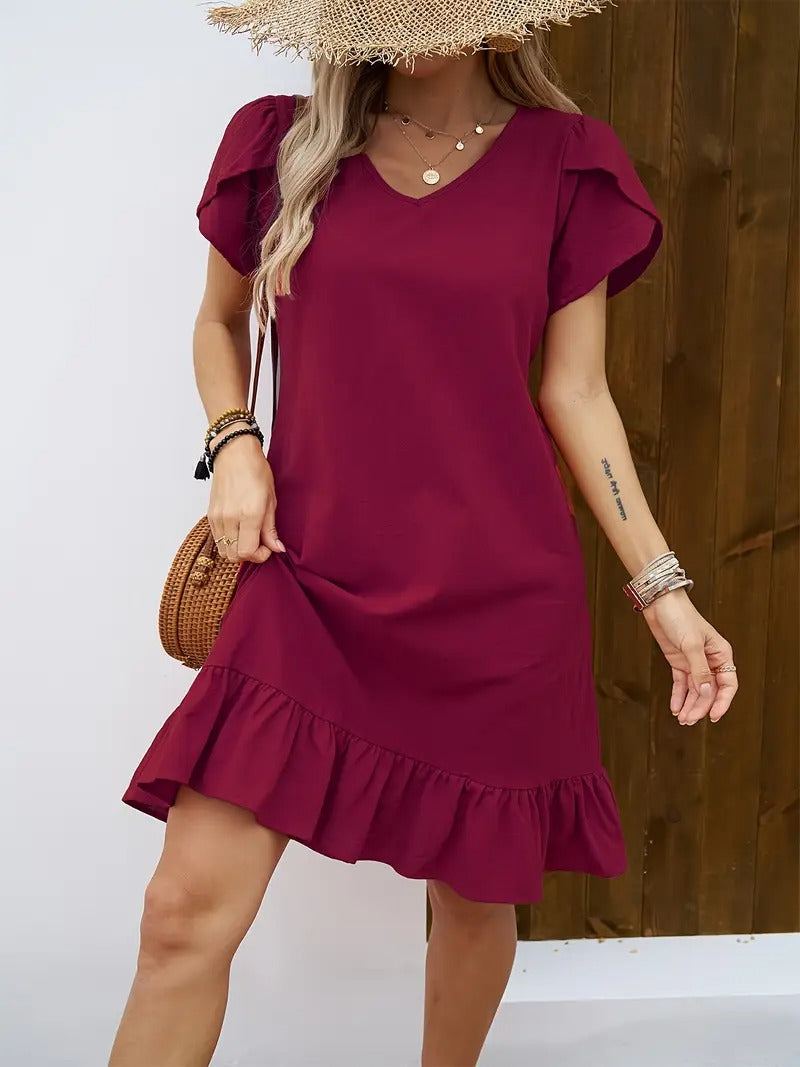 Kimberly Benn | Ruffle Sleeve V-Neck Dress