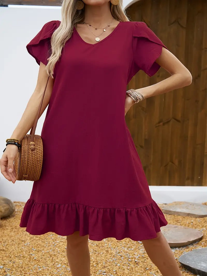 Kimberly Benn | Ruffle Sleeve V-Neck Dress