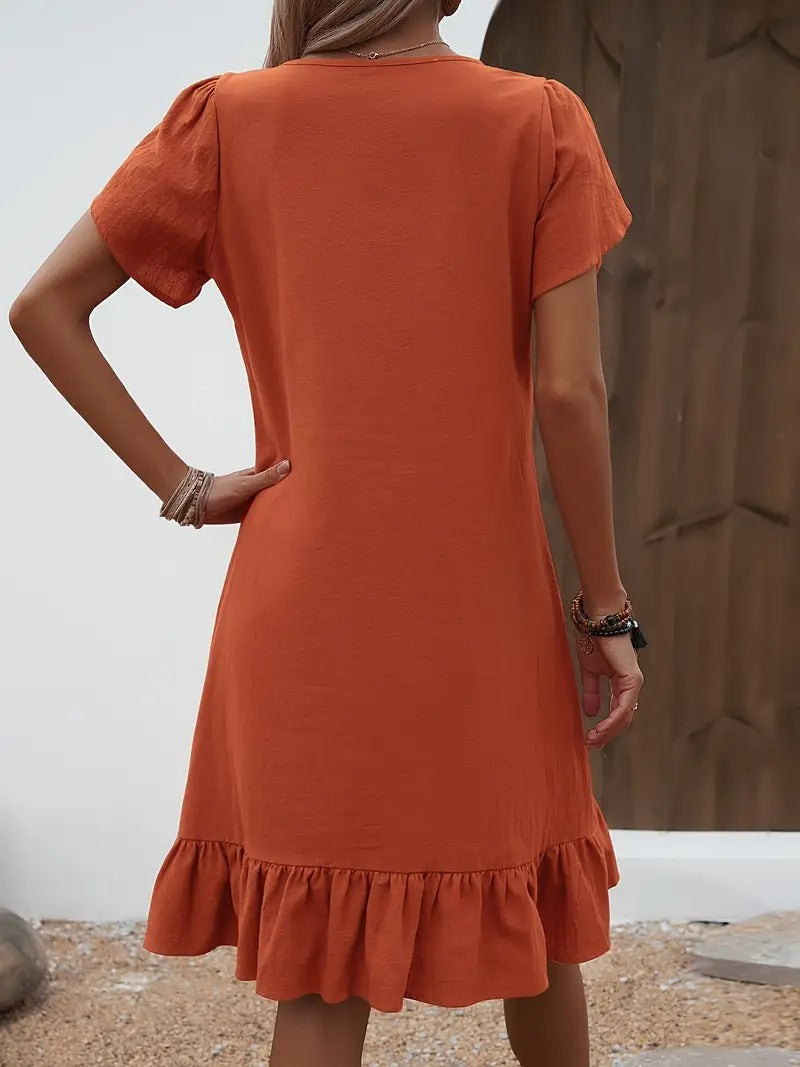Kimberly Benn | Ruffle Sleeve V-Neck Dress