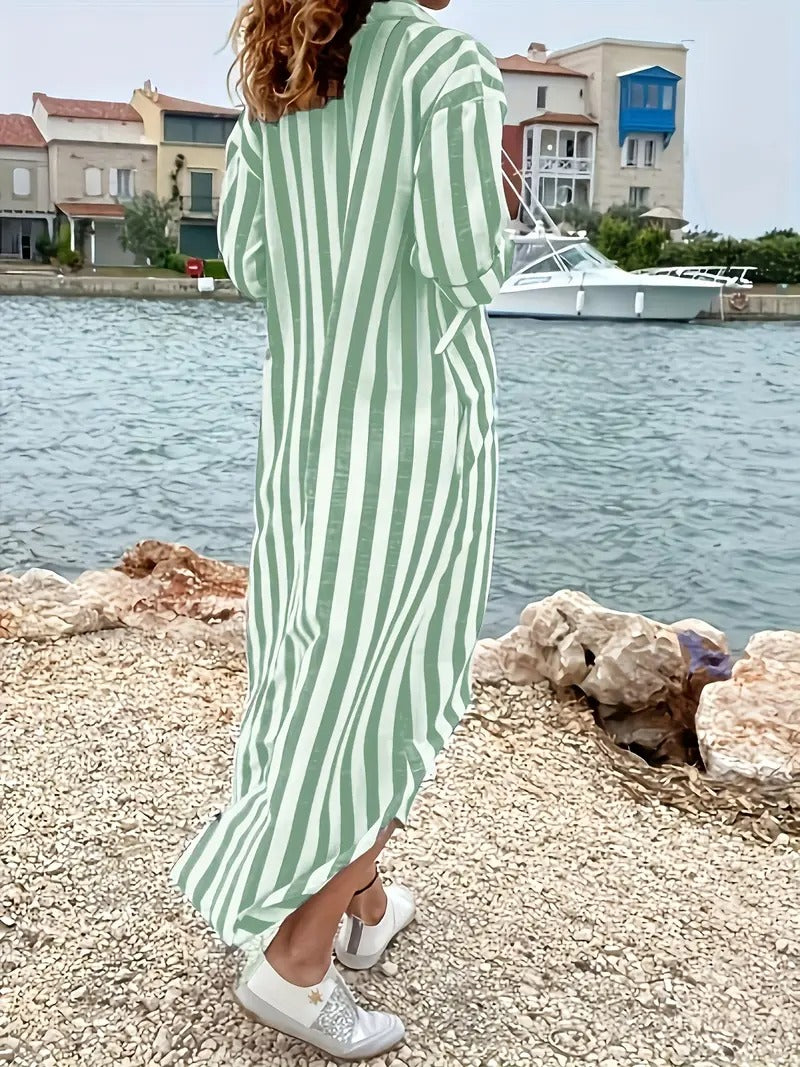 Kimberly Benn | Striped Button-Down Shirt Dress