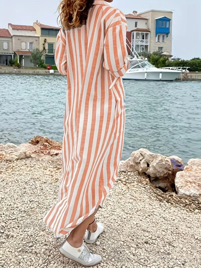 Kimberly Benn | Striped Button-Down Shirt Dress