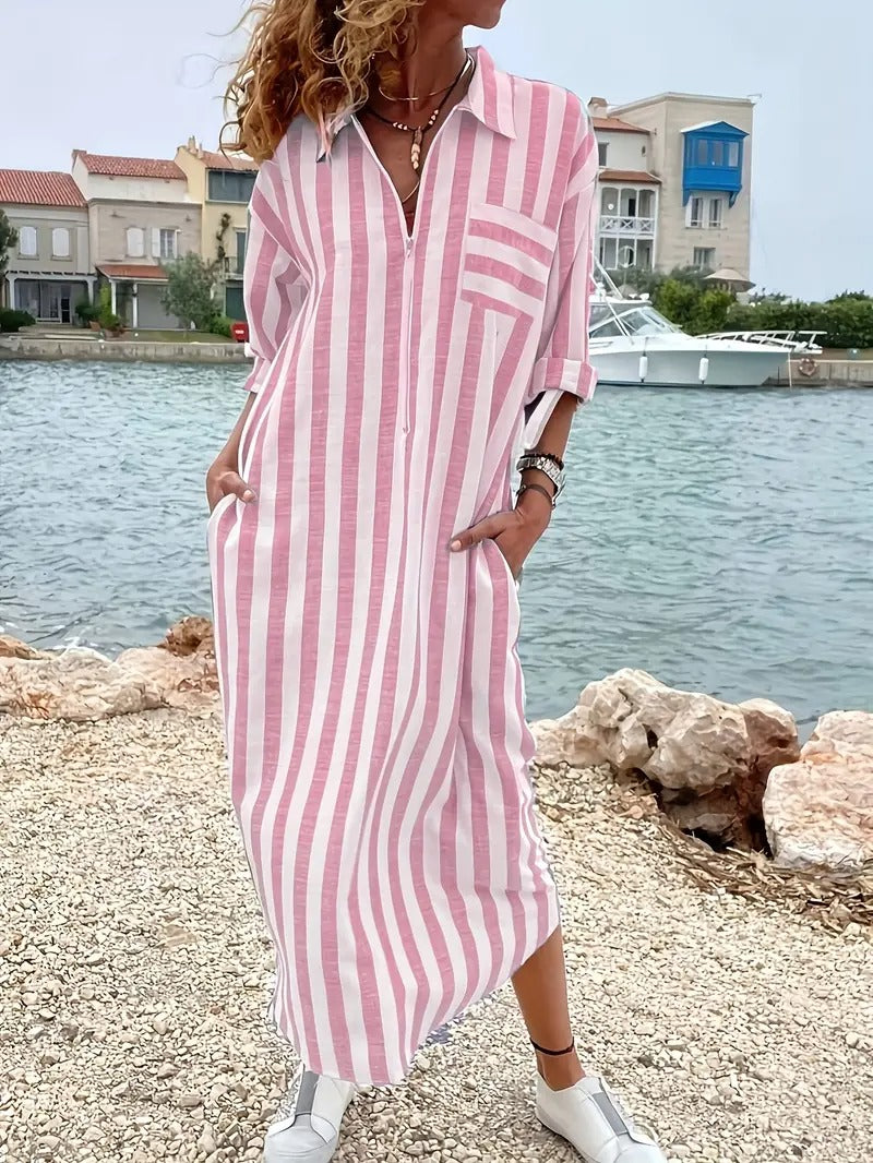 Kimberly Benn | Striped Button-Down Shirt Dress