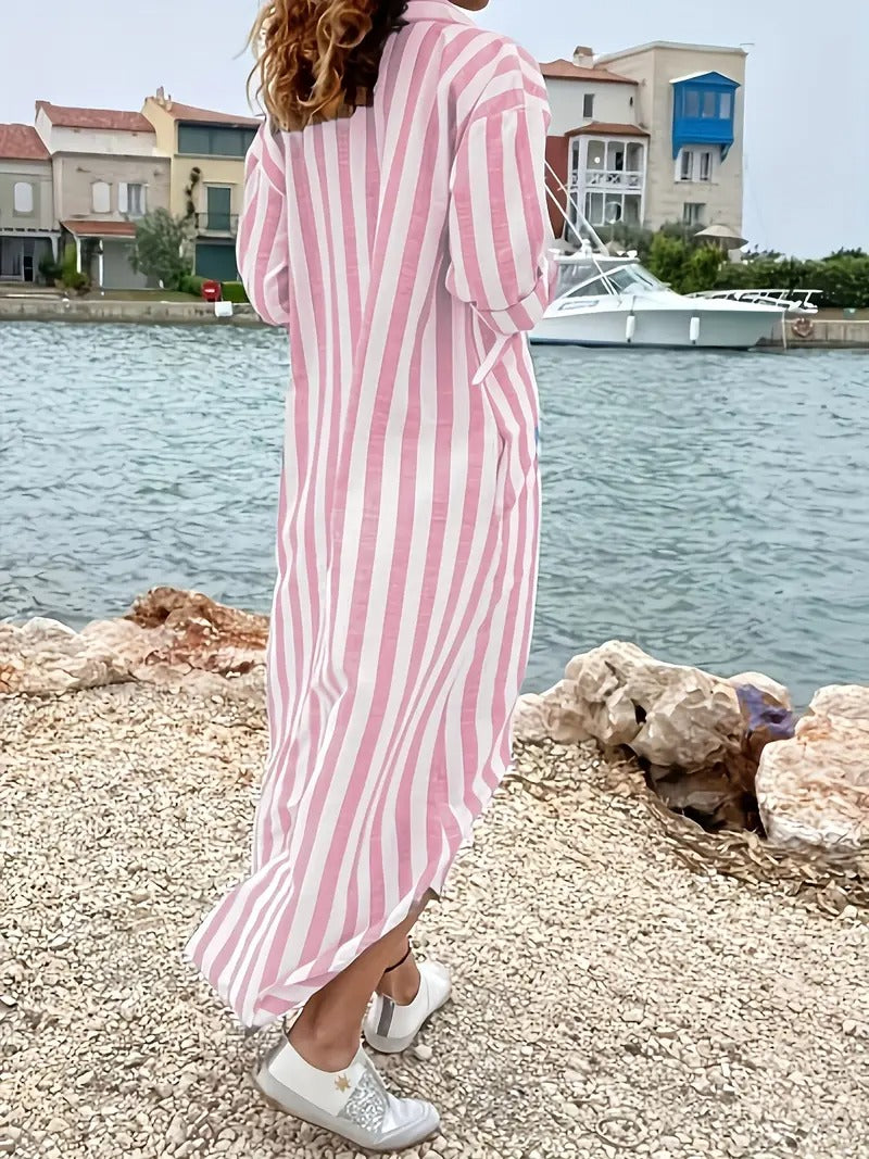 Kimberly Benn | Striped Button-Down Shirt Dress