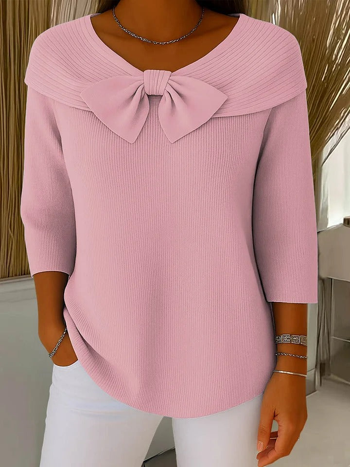 Kimberly Benn | Women's Sweater, Bow, Round Neckline