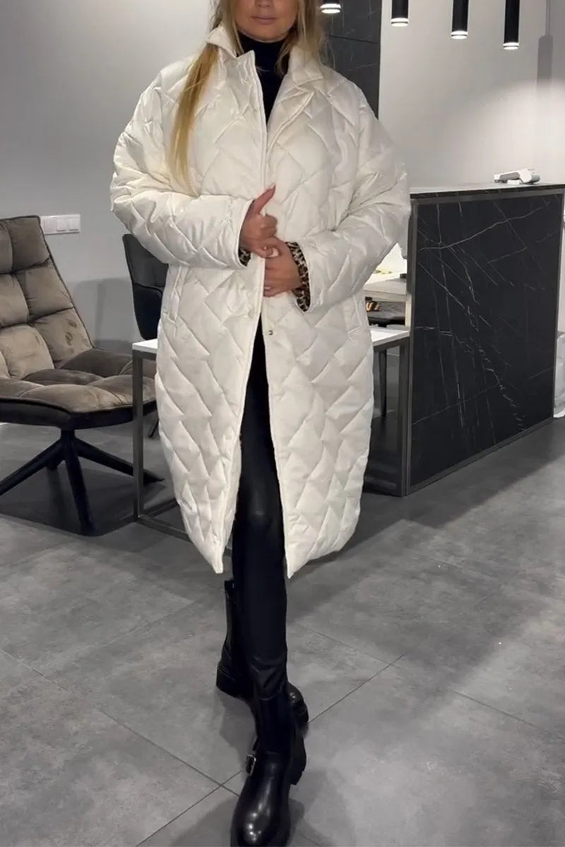 Kimberly Benn | Quilted Mid-Length Coat with Leopard Lining