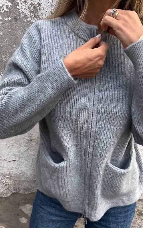 Kimberly Benn | Zip-Up Knit Cardigan