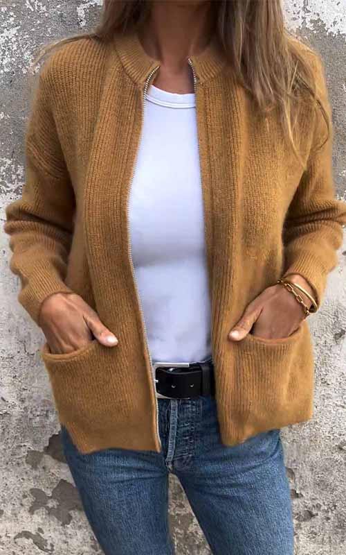 Kimberly Benn | Zip-Up Knit Cardigan